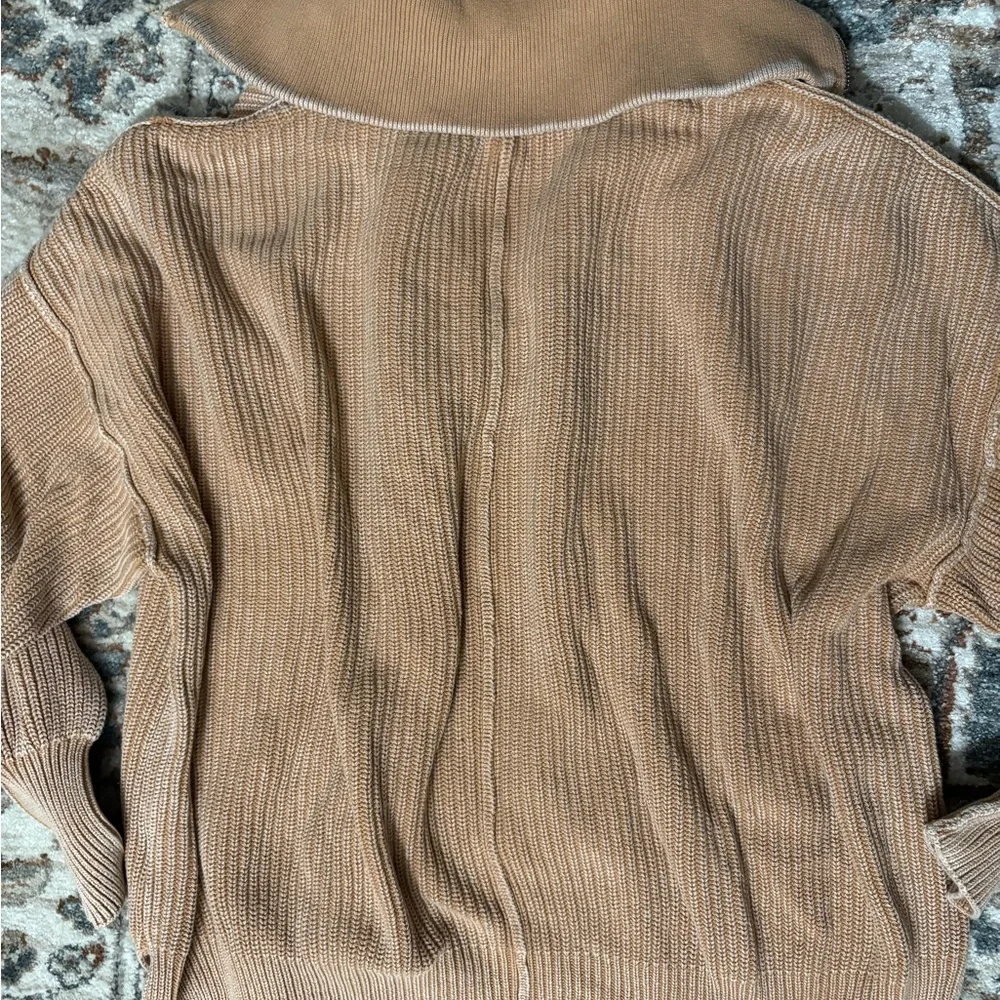 🤎American eagle oversized light brown quarter zip Sweater - Picture 4 of 7